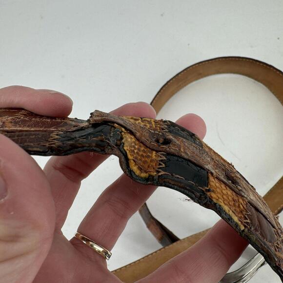 W. Kleinberg belt mens belt 38 brown leather alligator designer office work - Picture 4 of 9